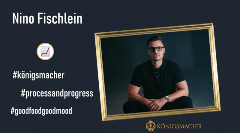 Vorschaubild des Königsmacher-Podcasts mit Nino Fischlein in goldenem Rahmen